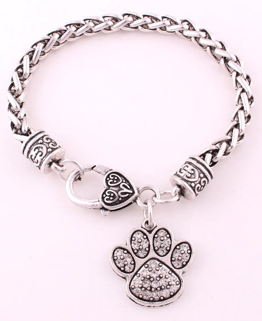 Full Diamond Paw Print Pendant Bracelet or Necklace – Sparkle with Whimsy & Heart