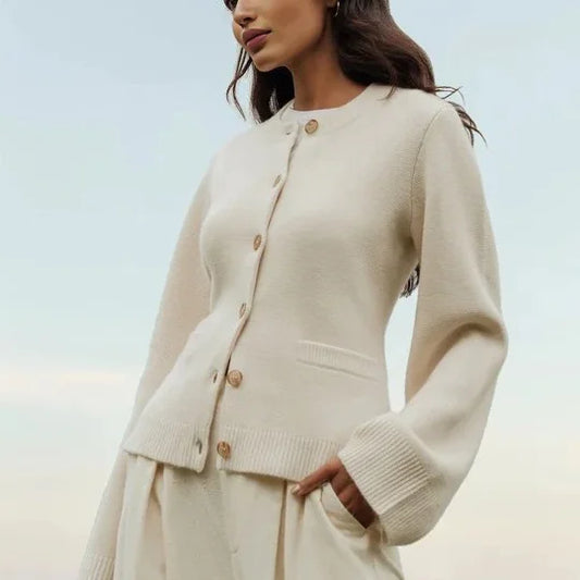 Women’s Knitted Cardigan Coat – Waist Tie, Round Neck, Soft Knit Warmth (XS–2XL)