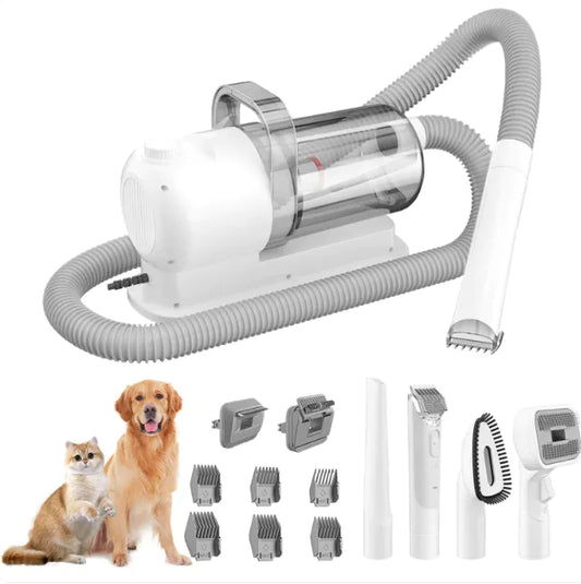 All-in-One Pet Grooming & Vacuum System – Multi-Functional Clipper Kit with Dust Collection (White)