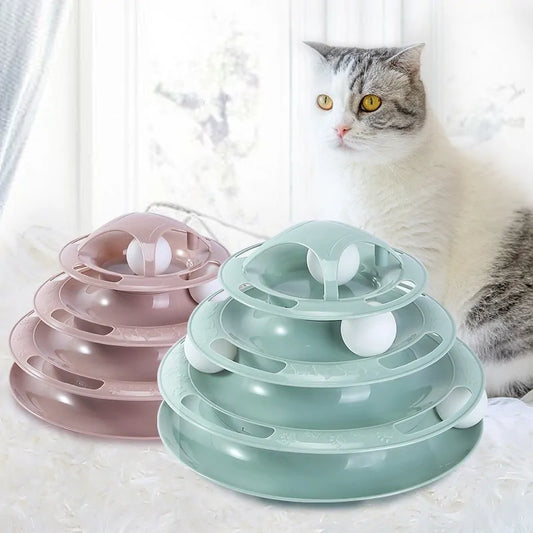 Turntable Balls 4-Layer Play Track – Endless Fun for Your Cats!
