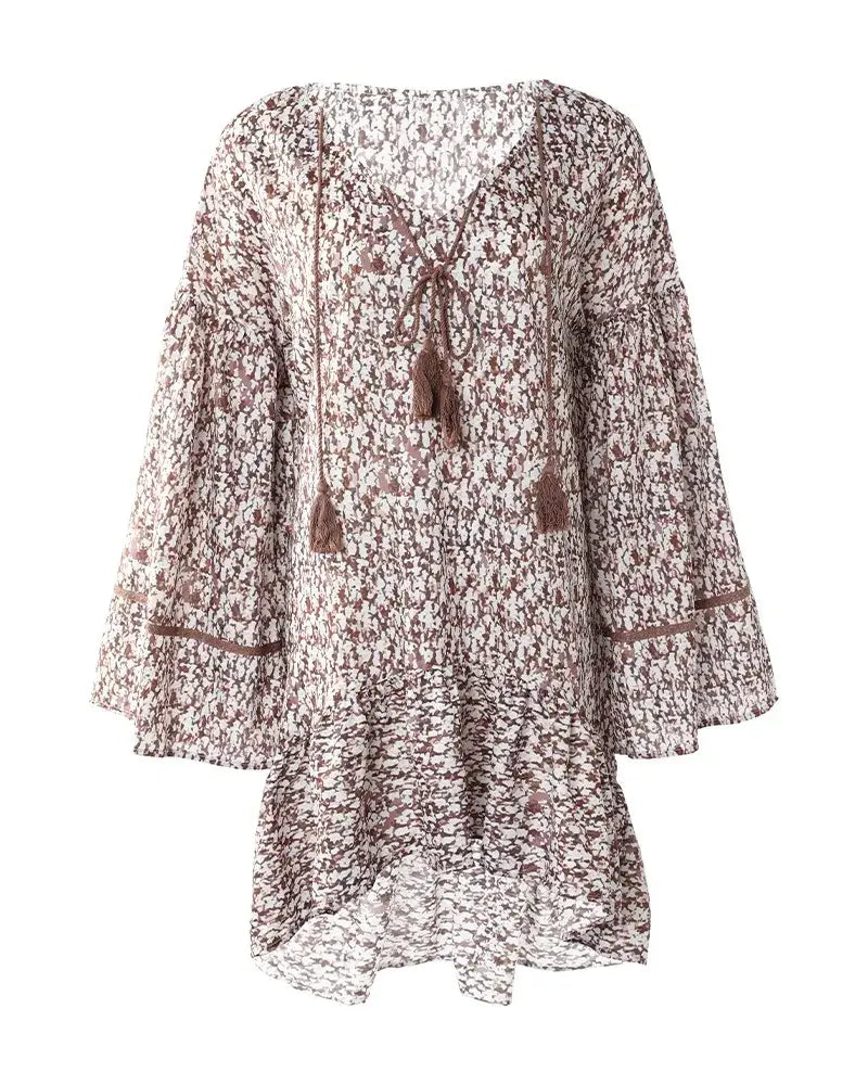 Welcome Spring in Style with Our Long V-Neck Floral Sleeve Top