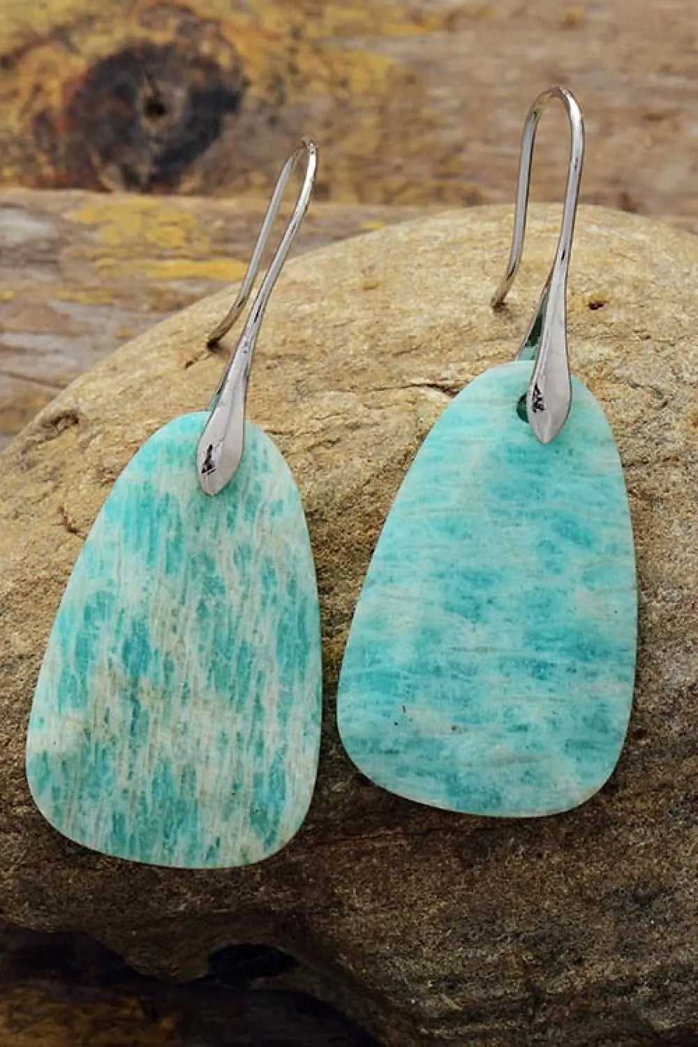 Natural Stone Dangle Earrings – Elegant 2-Inch Drop with Genuine Stone