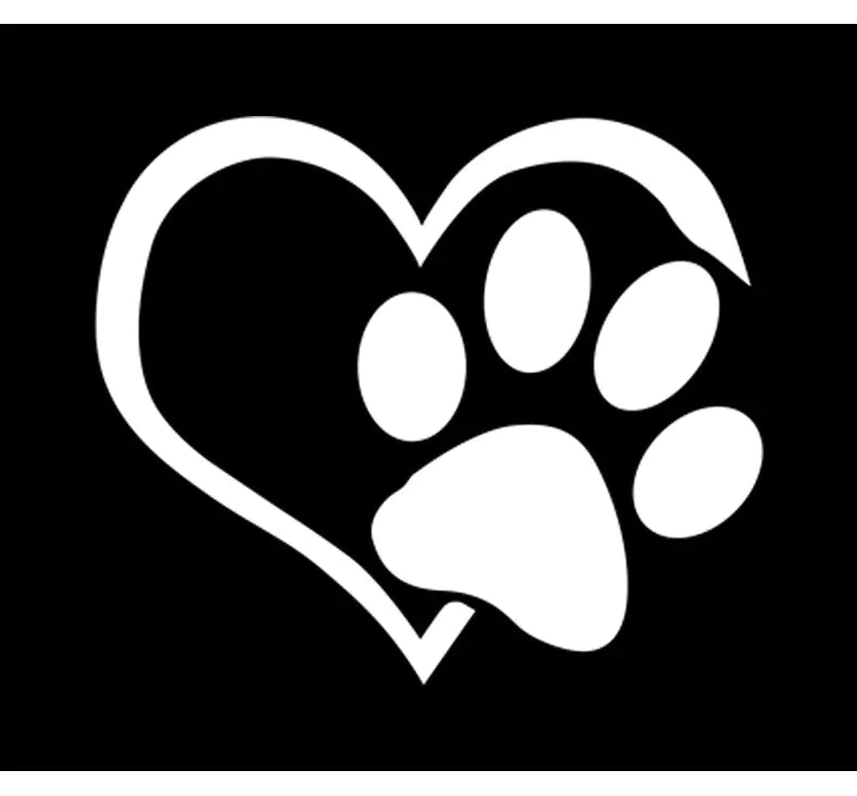 Heart Paw Vinyl Decal – Reflective Dog Lover Car Sticker (10cm x 11.5cm, 6 Color Options)