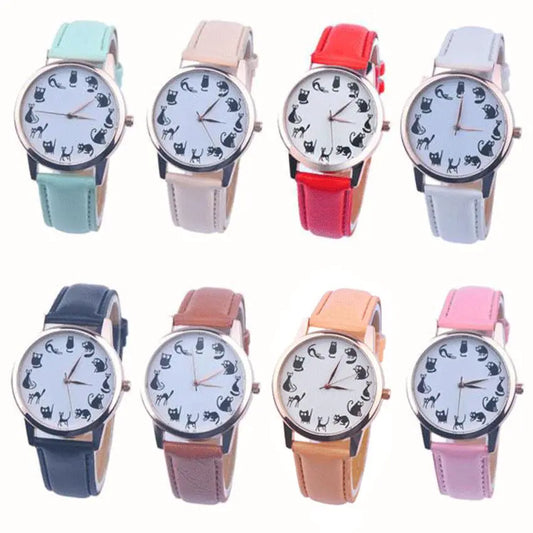 Cat Lover Women’s Watch – Elegant Leather Quartz Timepiece for Feline Fans