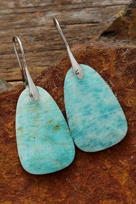 Natural Stone Dangle Earrings – Elegant 2-Inch Drop with Genuine Stone
