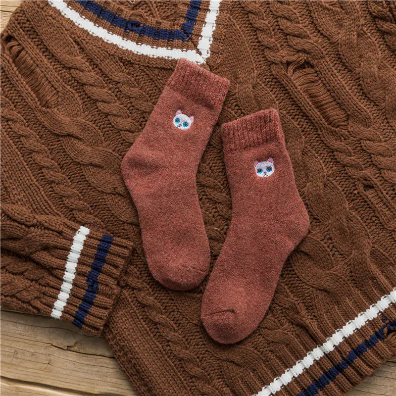 Embroidered Cat Socks for Women – Playful Comfort in Every Step