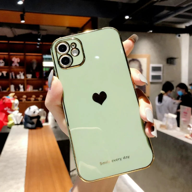 Electroplated Love Heart Phone Case for iPhone