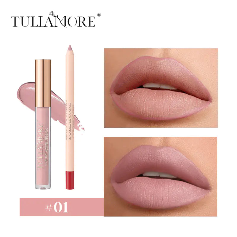 Waterproof Matte Air Lip Glaze & Lip Pencil Set