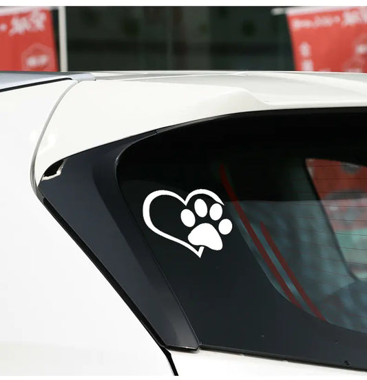 Heart Paw Vinyl Decal – Reflective Dog Lover Car Sticker (10cm x 11.5cm, 6 Color Options)