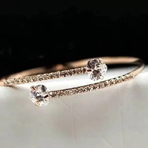 Heart & Soul Rose Gold Open-Ended Bracelet – Adorned with Diamond Crystals, Adjustable Fit, Gift-Boxed