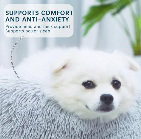 Fluffy Donut Pet Bed – Plush, Calming Comfort for Dogs and Cats