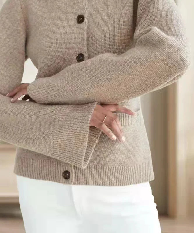 Women’s Knitted Cardigan Coat – Waist Tie, Round Neck, Soft Knit Warmth (XS–2XL)