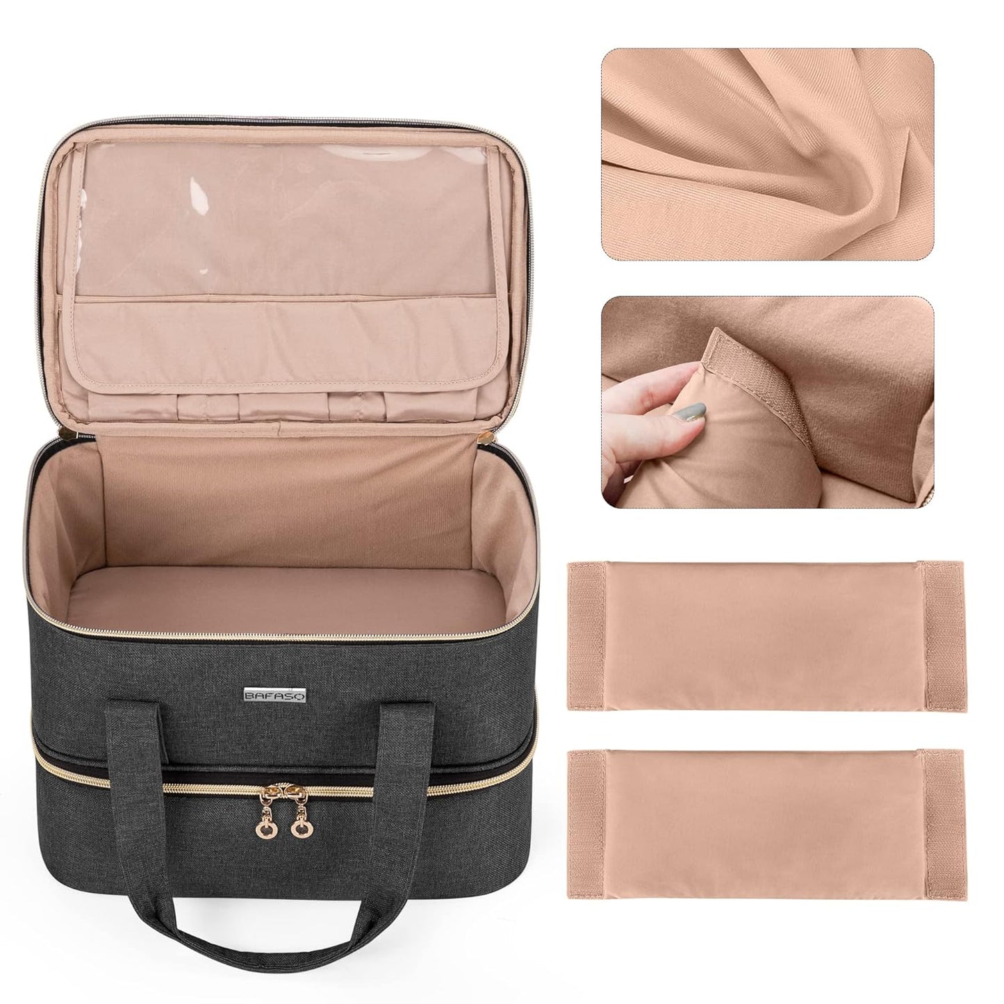 Nail Polish Organizer Case – Portable Dual-Layer Storage with Resizable Bottle Divider and Nail Lamp Space