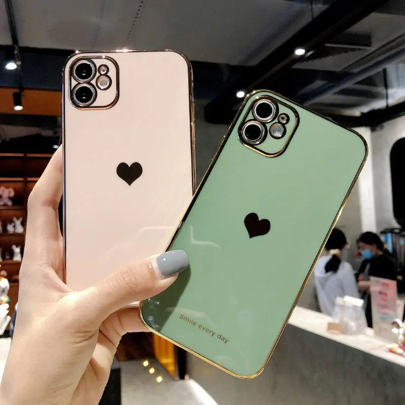 Electroplated Love Heart Phone Case for iPhone