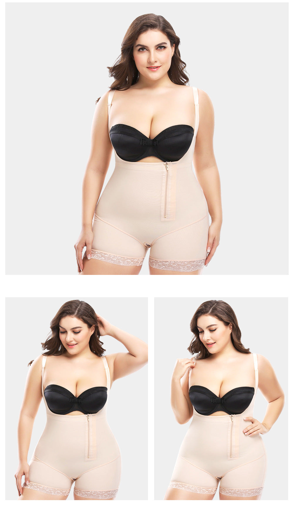 Body Sculpting Hip Lifting Bodysuit – Waist Slimming, Abdomen Control & Butt Lifting Shapewear (Sizes S–6XL, Black & Khaki)