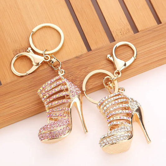 Exaggerated Trend Alloy High Heels Keychain Pendant – Rhinestone-Studded Fashion Charm