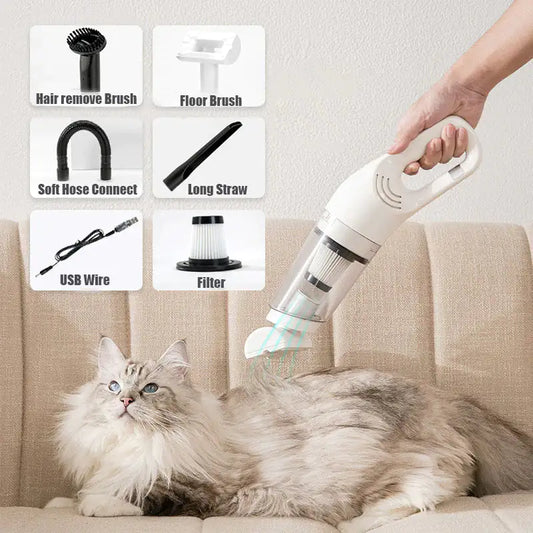 Pro Pet Grooming Vacuum Kit – Multi-Head Silent Hair Remover with Filter & USB Charging (Low Noise, 4-in-1 Tool Set)