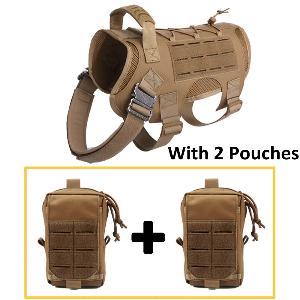 Tactical Dog Vest Harness with MOLLE Pouch and Leash Options – Durable 1000D Nylon Outdoor Gear for Medium to Large Dogs