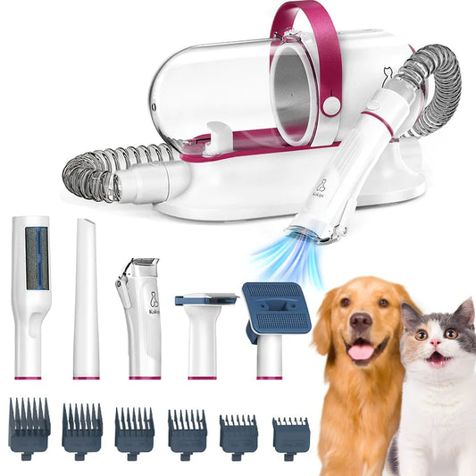 All-in-One Pet Grooming Vacuum Kit – Strong Suction, Quiet Operation, and 6 Adjustable Combs (For Cats & Dogs of All Hair Types)