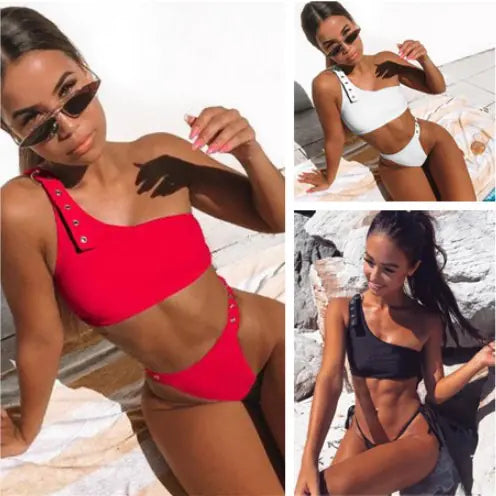 Triangle Bikini Set – Sexy and Stylish Swimwear in White, Red, Black, and Beige (Sizes S–L)