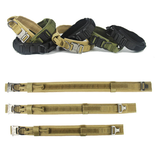 Tactical telescopic dog leash and collar set for training and outdoor walks. Adjustable length, durable build. Sizes M–XL for dogs 28–90 lbs.