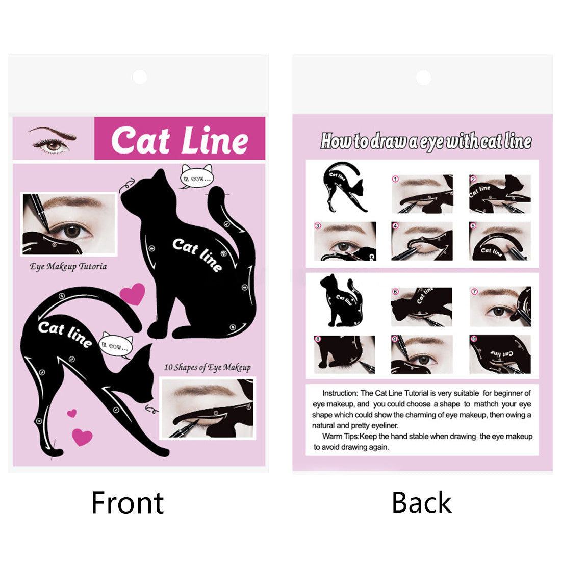 Cat Eye Makeup Tool Set – Dual Cat Stencil Design for 10 Eye Looks (Lightweight & Portable)