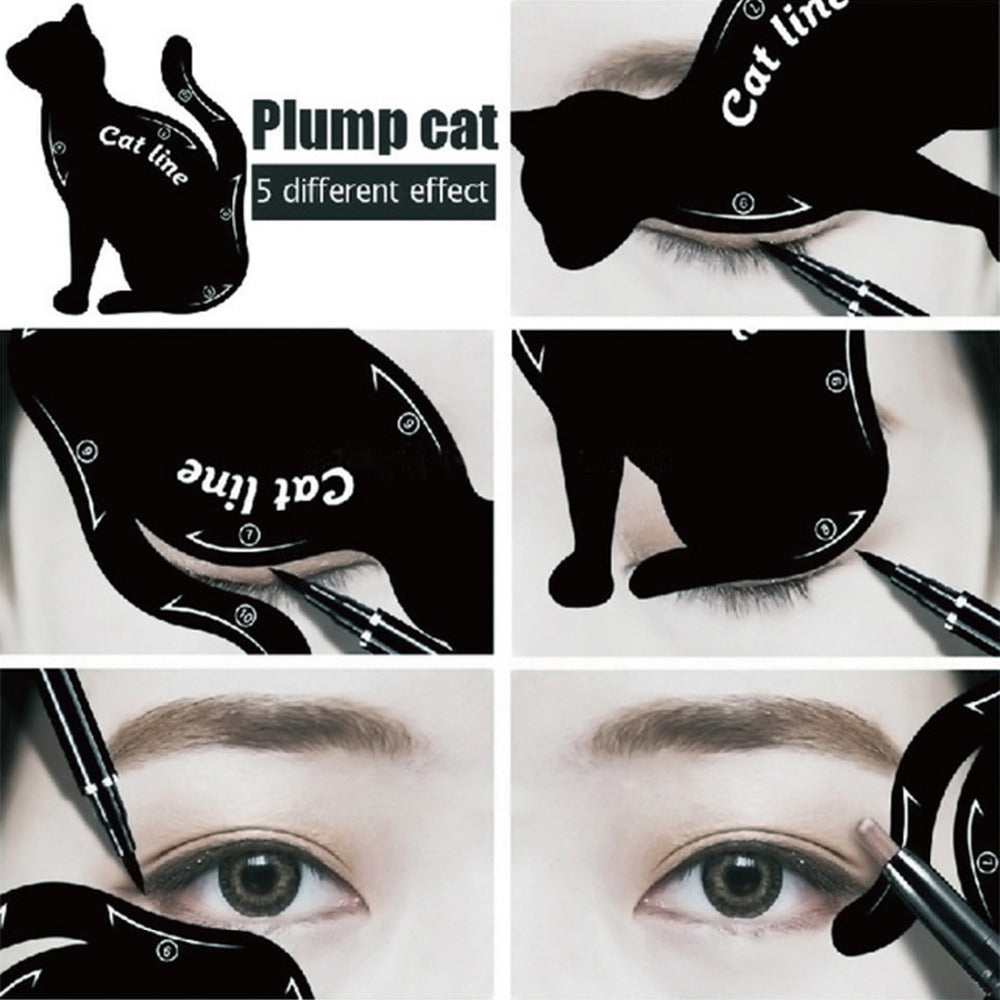 Cat Eye Makeup Tool Set – Dual Cat Stencil Design for 10 Eye Looks (Lightweight & Portable)
