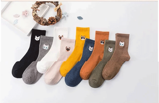 Embroidered Cat Socks for Women – Playful Comfort in Every Step