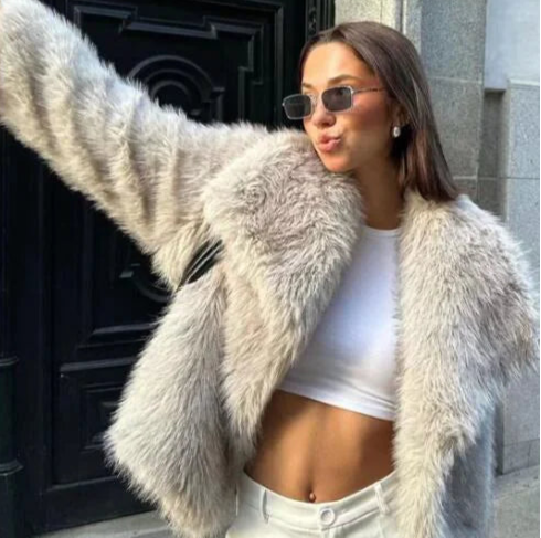 Women's Faux Fox Fur Coat