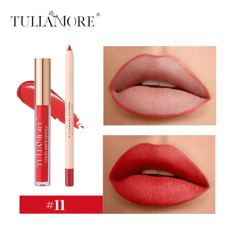 Waterproof Matte Air Lip Glaze & Lip Pencil Set