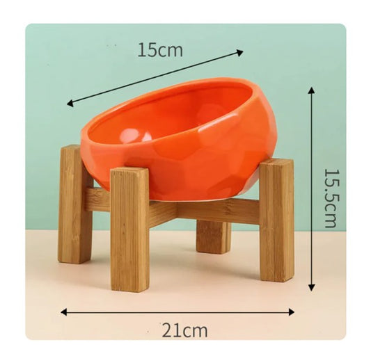 Ergonomic Tilted Ceramic Pet Bowl – Anti-Spill, Non-Slip Feeding Dish