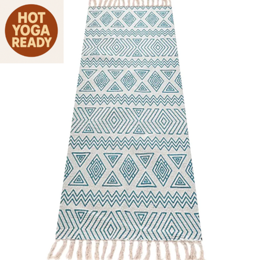 Cotton Yoga Mat – 4mm Thick Eco-Friendly Cotton Yoga Rug – Absorbent, Grippy & Lightweight – Ideal for Ashtanga, Hot Yoga, Pilates & Meditation