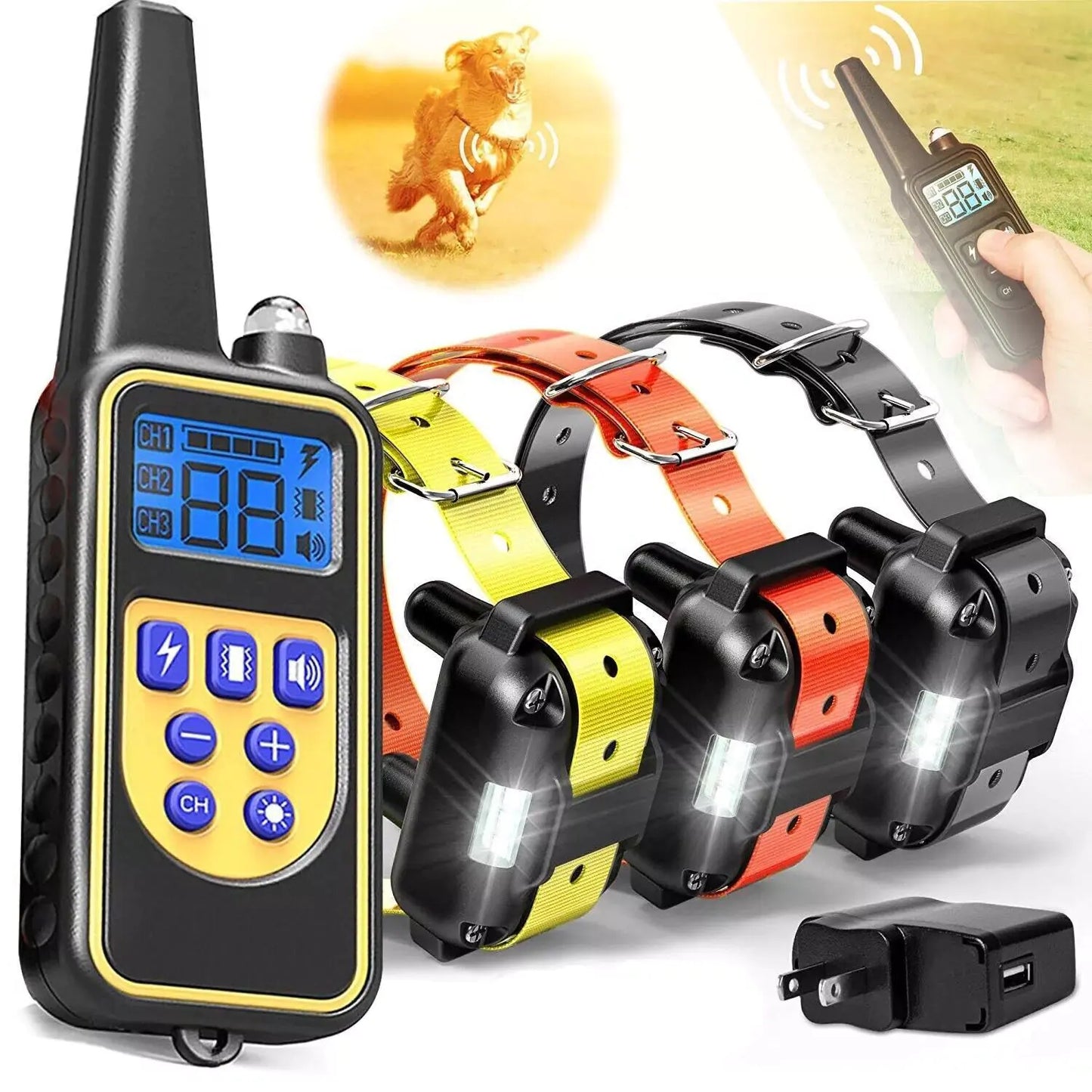 2725 FT Remote Dog Shock Training Collar – Waterproof, Rechargeable with 4 Training Modes (1-3 Dog Kits)