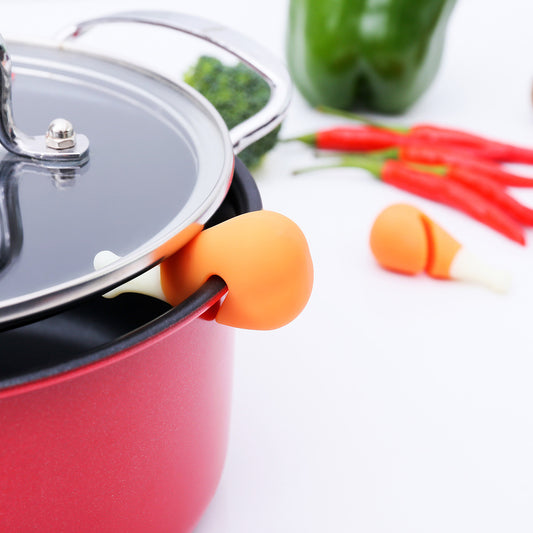 Creative Chicken Drumstick Shape Pot Lid Spill Preventer – Heat Resistant Silicone Kitchen Tool