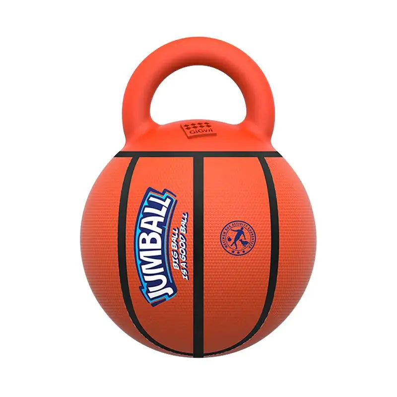 Dog Handle Ball Toy – Interactive Basketball &amp; Football Style Rubber Toy for Medium to Large Dogs