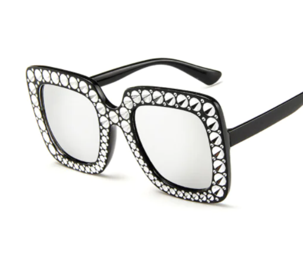 Square Rhinestone Sunglasses – Oversized Glamour with Dazzling Crystal Frames (7 Color Options)