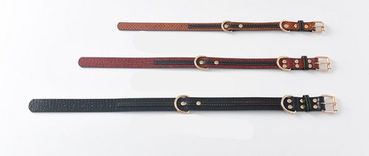 Premium Leather Pet Leash and Collar Set – Adjustable Fit for Small to Large Dogs (Black, Red, Coffee, Yellow)