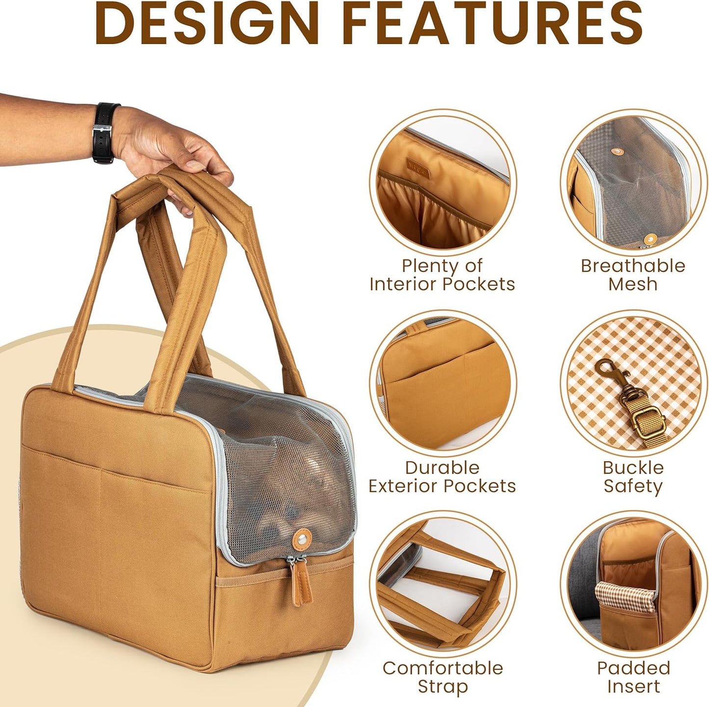 Faux Leather Pet Travel Carrier – Airline-Approved Small Dog and Cat Purse