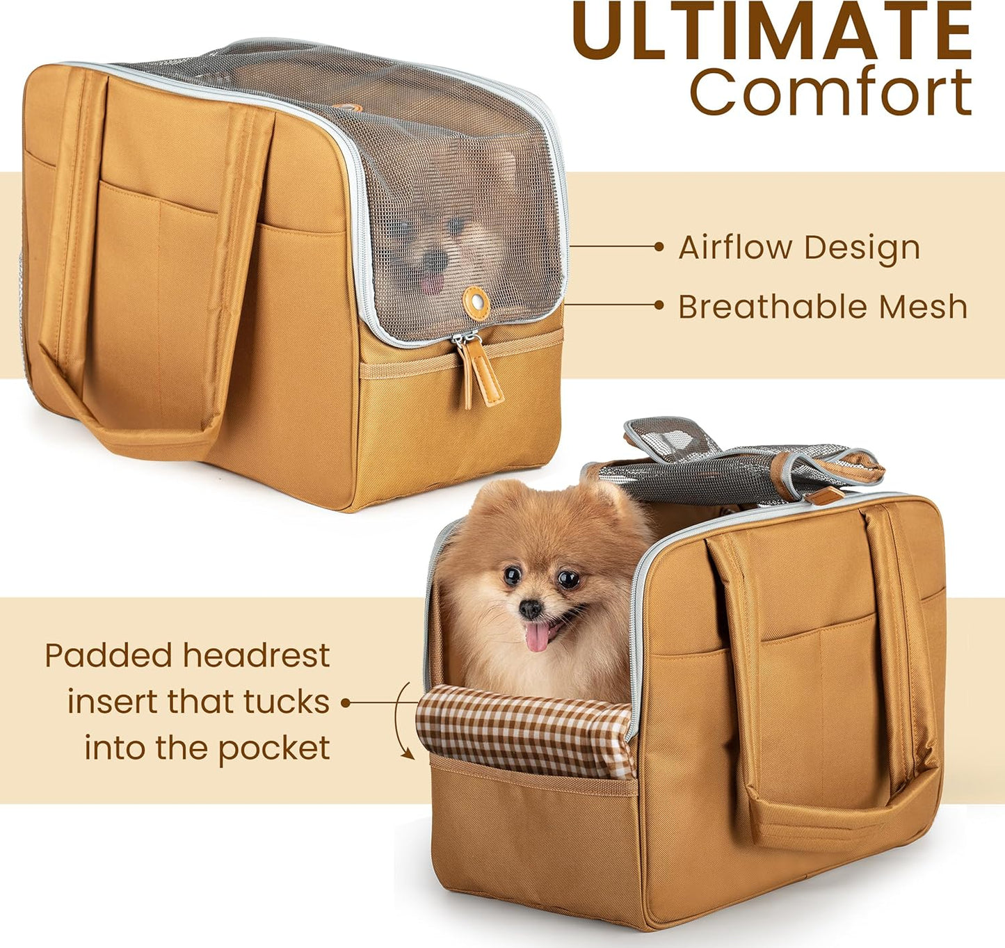 Faux Leather Pet Travel Carrier – Airline-Approved Small Dog and Cat Purse