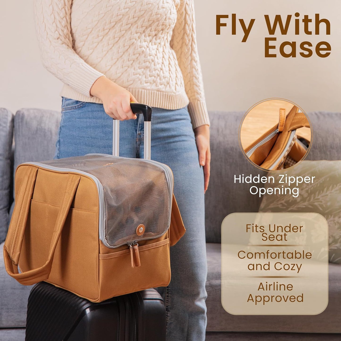 Faux Leather Pet Travel Carrier – Airline-Approved Small Dog and Cat Purse