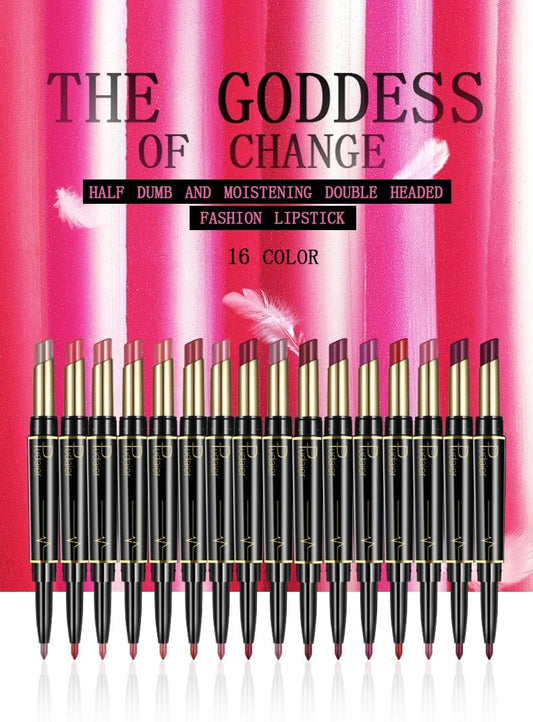 Double Lipstick Lip Liner – 2-in-1 Matte Lipstick and Rotating Liner