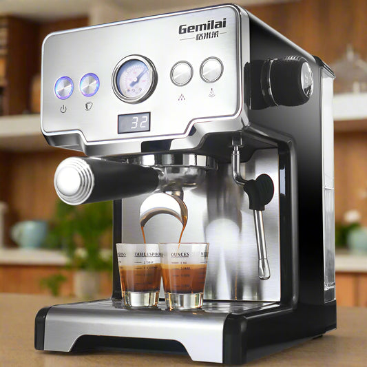 Italian Semi-Automatic Espresso Coffee Machine – 15BAR Pressure, 1.7L Water Tank, Integrated Steam Milk Frother (1450W Fast Heating, Stainless Steel Design)