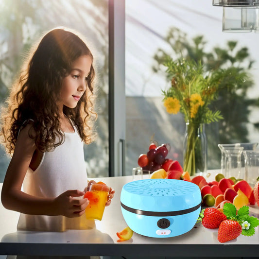 Fruit and Vegetable Sterilizer – Compact IPX7 Waterproof Residue Remover with Magnetic Charging (Lake Blue / Ivory White)