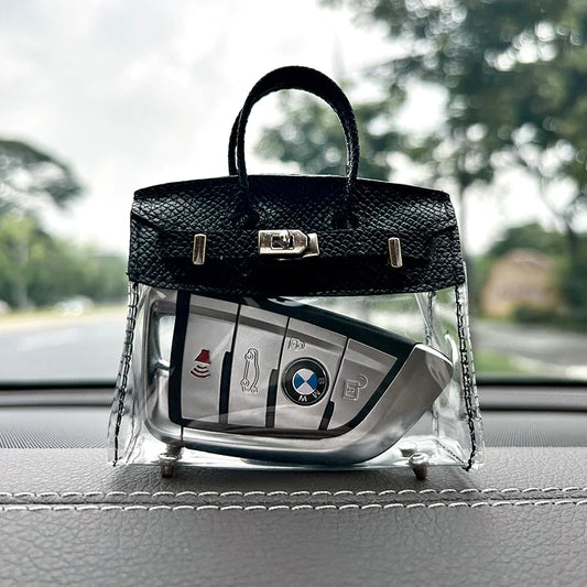 Mini Transparent Handbag Key Cover – Stylish TPU Pouch for Keys, Lipsticks & Accessories