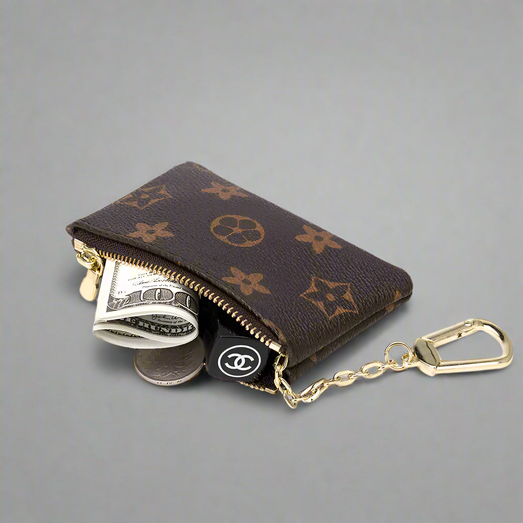 Explosion Check Small Coin Purse – Stylish Grid Mini Wallet & Key Pouch
