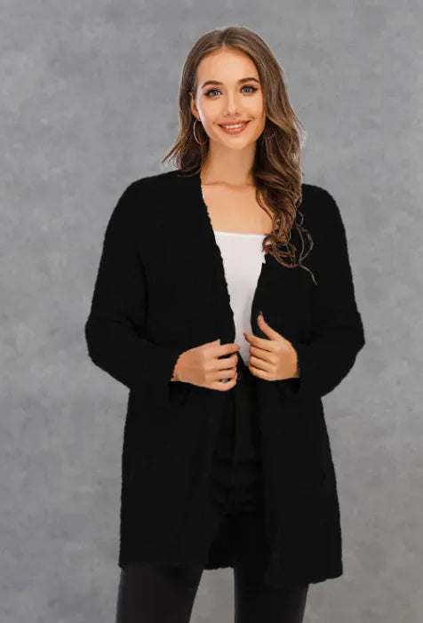 Knitted Double Pocket Cardigan Sweater – Cozy Knit Comfort with Functional Pockets