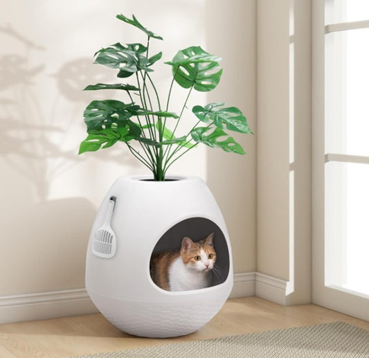 Plant Litter Box – Hidden Cat Litter Box with Artificial Planter Top