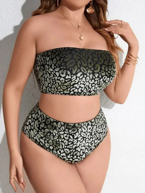 High-Waisted Two-Piece Bikini Set – Plus Size Swimwear in Vibrant Colors (0XL–4XL)