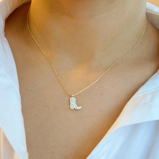 Glam Cowgirl Boot Necklace – Gold-Plated Western Charm for Everyday Wear (16" + 2" Adjustable Chain)