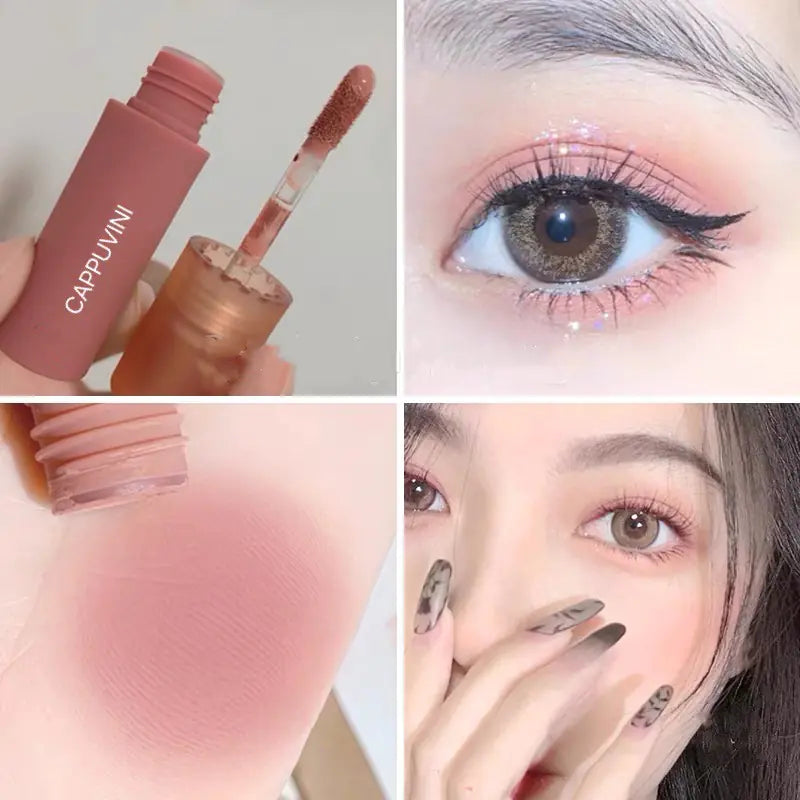 6 Colors Matte Nude Liquid Eyeshadow & Cream Blush – Dual-Purpose, Long-Lasting, Lightweight